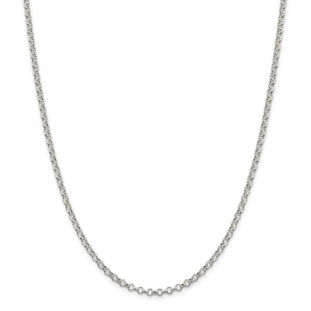 Alternate view of the 3mm, Sterling Silver, Hollow Rolo Chain Necklace by The Black Bow Jewelry Co.