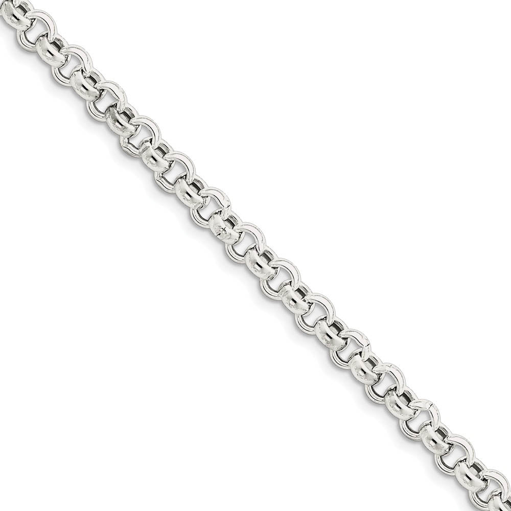 Men's 6.5mm, Sterling Silver, Hollow Rolo Chain Bracelet, Item C8698-B by The Black Bow Jewelry Co.