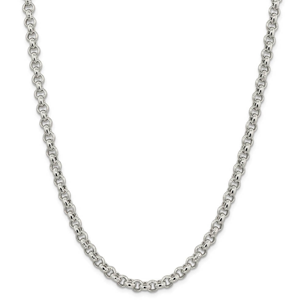 Alternate view of the Men's 6.5mm, Sterling Silver, Hollow Rolo Chain Necklace by The Black Bow Jewelry Co.