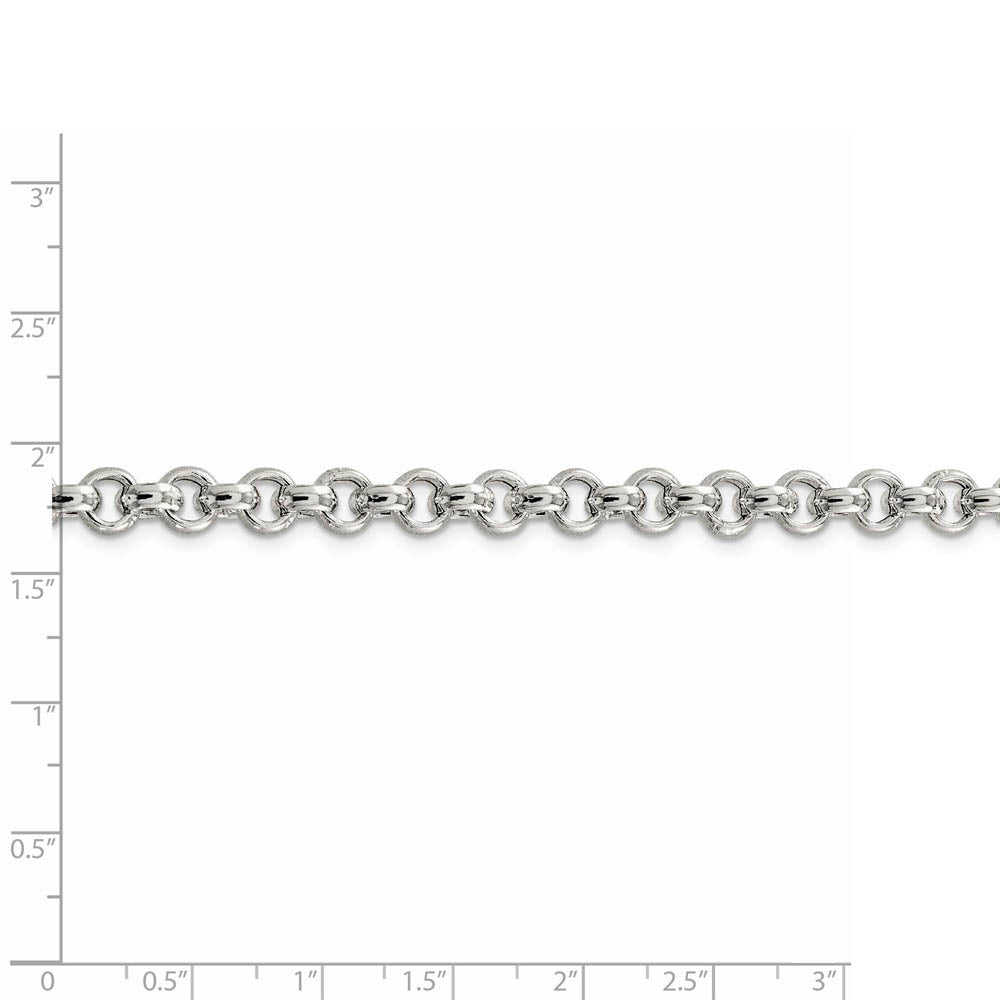 Alternate view of the Men's 6.5mm, Sterling Silver, Hollow Rolo Chain Necklace by The Black Bow Jewelry Co.