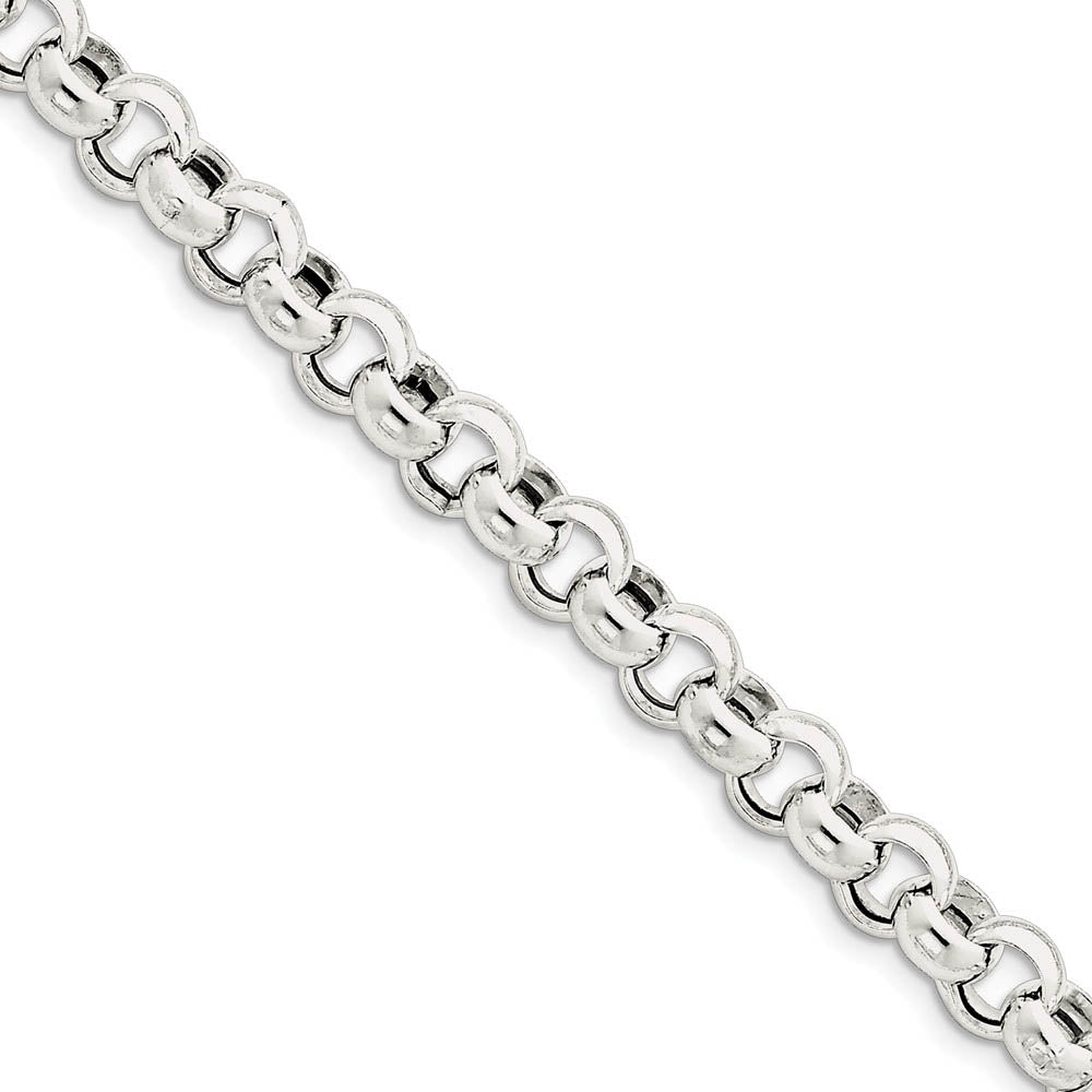 Men's 9.5mm, Sterling Silver, Hollow Rolo Chain Bracelet, Item C8700-B by The Black Bow Jewelry Co.