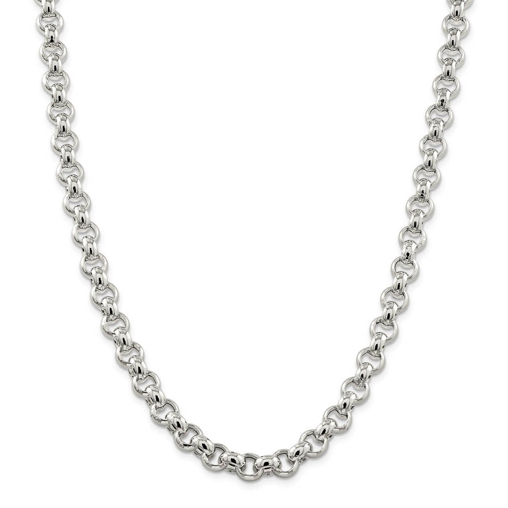 Alternate view of the Men's 9.5mm, Sterling Silver, Hollow Rolo Chain Necklace by The Black Bow Jewelry Co.