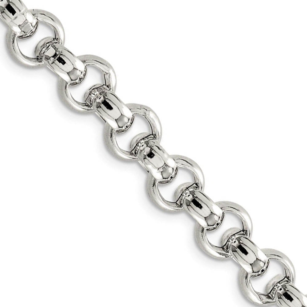 Men's 9.5mm, Sterling Silver, Hollow Rolo Chain Necklace