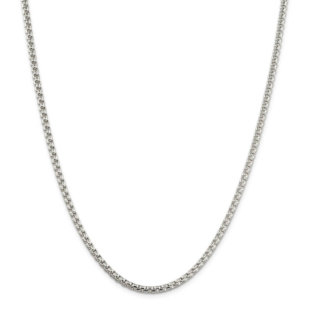 Alternate view of the 3.6mm, Sterling Silver, Solid Round Box Chain Necklace by The Black Bow Jewelry Co.