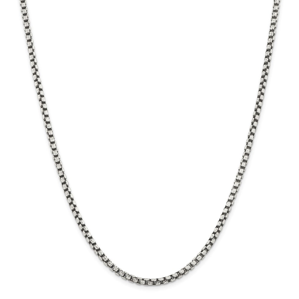 Alternate view of the Men&#39;s 3.5mm, Sterling Silver, Antiqued Fancy Box Chain Necklace by The Black Bow Jewelry Co.