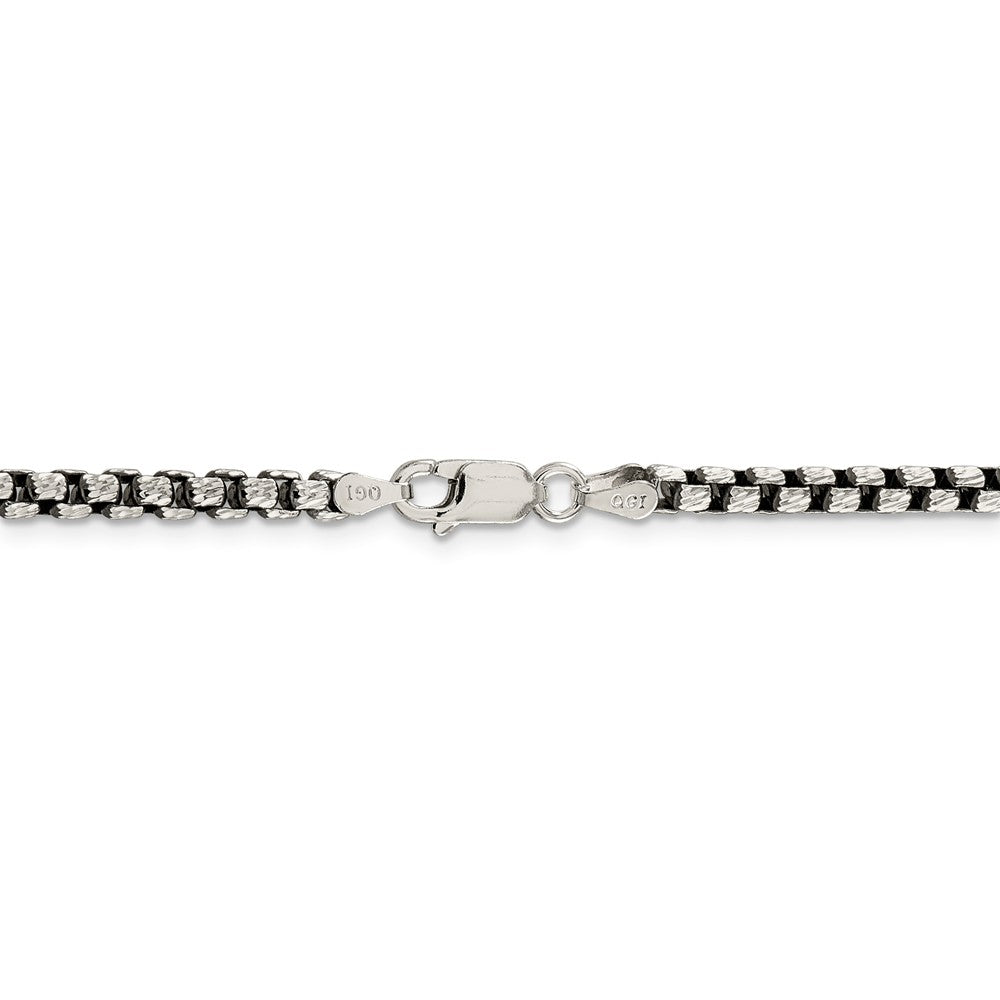 Alternate view of the Men&#39;s 3.5mm, Sterling Silver, Antiqued Fancy Box Chain Necklace by The Black Bow Jewelry Co.