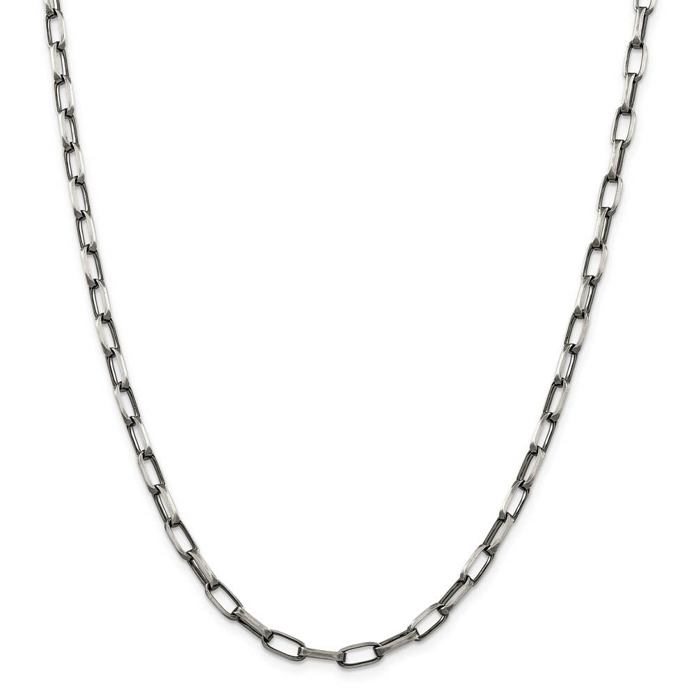 Alternate view of the Mens 4.8mm Sterling Silver Antiqued Oval Cable Chain Necklace by The Black Bow Jewelry Co.