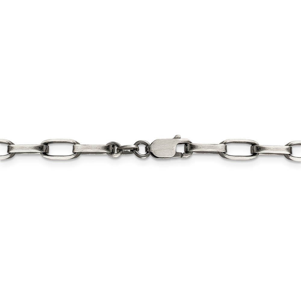 Alternate view of the Mens 4.8mm Sterling Silver Antiqued Oval Cable Chain Necklace by The Black Bow Jewelry Co.