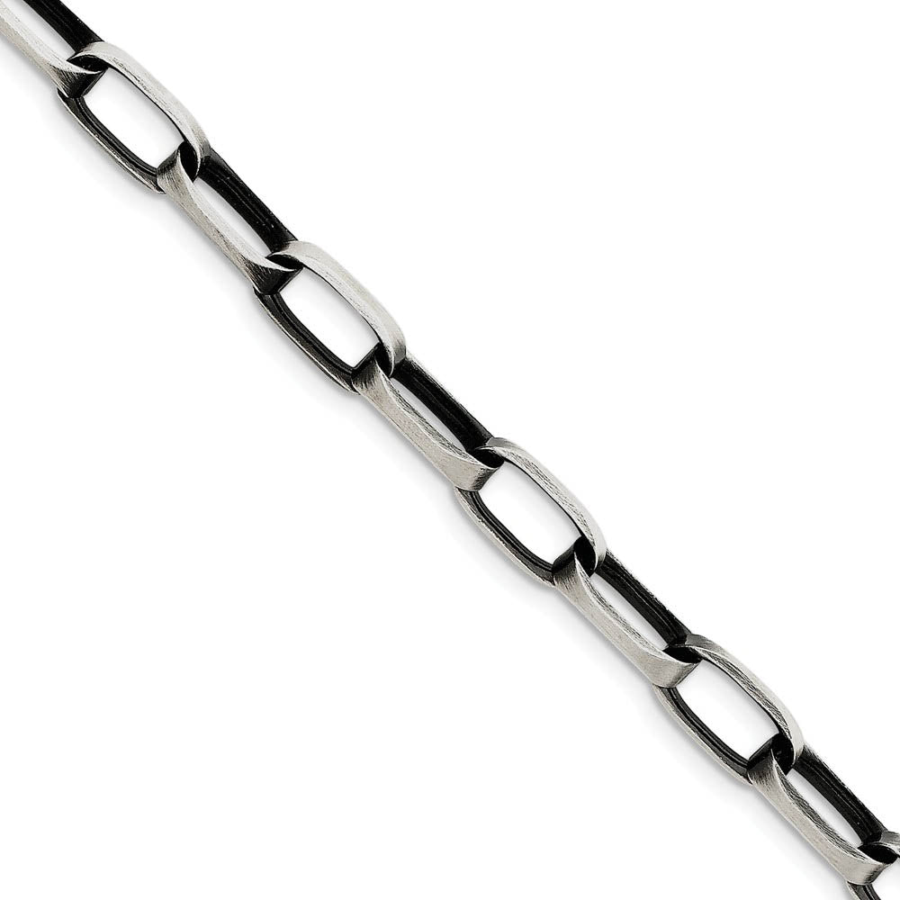 Men's 8mm, Sterling Silver Antiqued Oval Link Chain Bracelet, 8.5 Inch, Item C8729-085 by The Black Bow Jewelry Co.