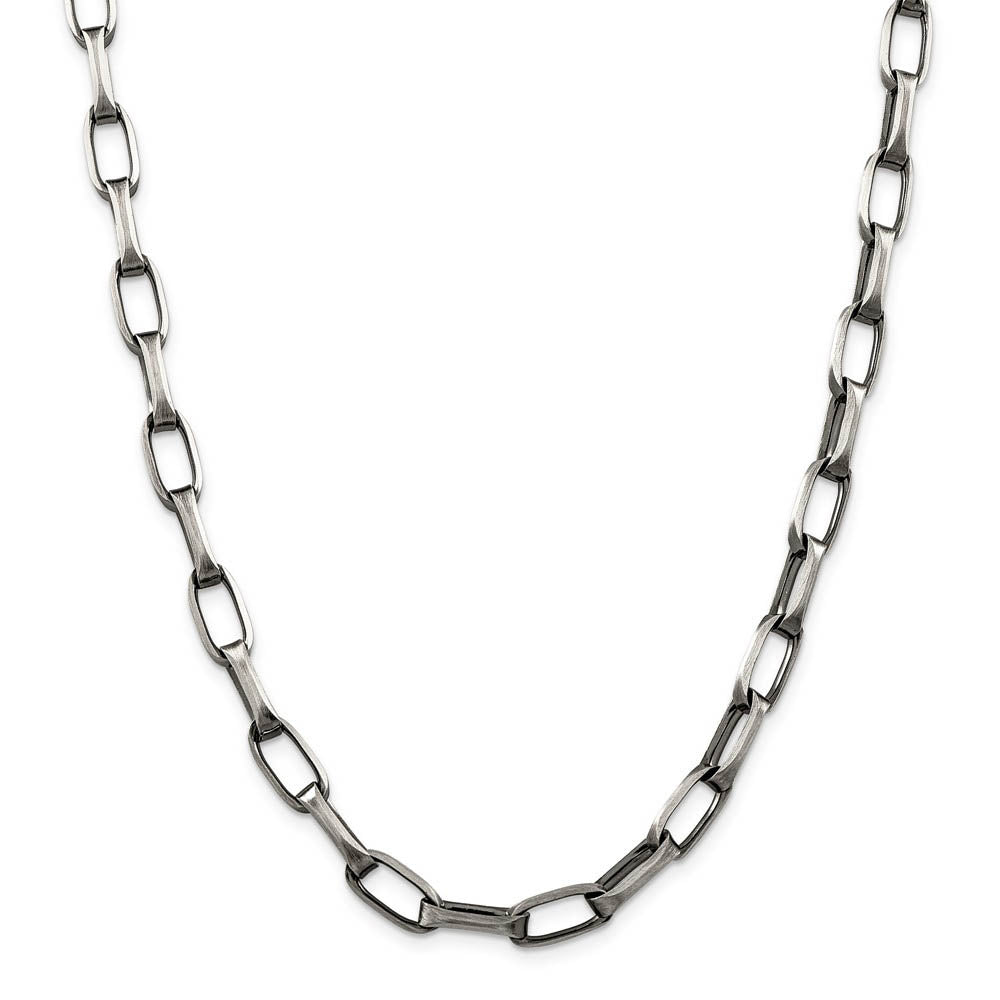Alternate view of the Men's 8mm, Sterling Silver Antiqued Oval Cable Chain Necklace by The Black Bow Jewelry Co.