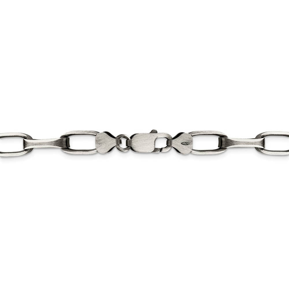Alternate view of the Men's 8mm, Sterling Silver Antiqued Oval Cable Chain Necklace by The Black Bow Jewelry Co.