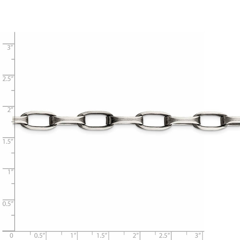 Alternate view of the Men's 8mm, Sterling Silver Antiqued Oval Cable Chain Necklace by The Black Bow Jewelry Co.