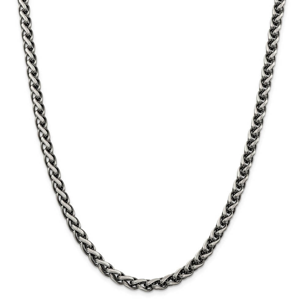 Alternate view of the Men's 6mm, Sterling Silver Antiqued Solid Spiga Chain Necklace by The Black Bow Jewelry Co.