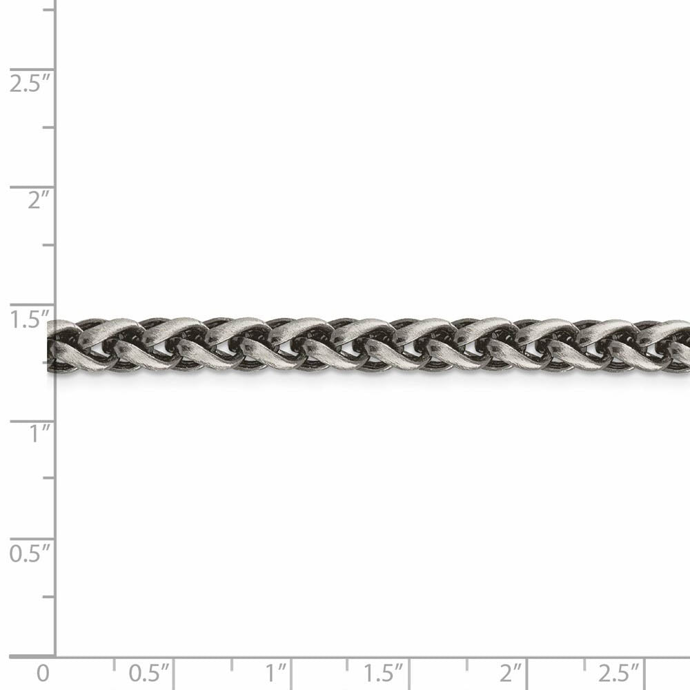 Alternate view of the Men's 6mm, Sterling Silver Antiqued Solid Spiga Chain Necklace by The Black Bow Jewelry Co.