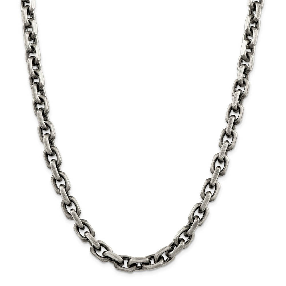 Alternate view of the Men's 8.6mm, Sterling Silver Antiqued Cable Chain Necklace by The Black Bow Jewelry Co.