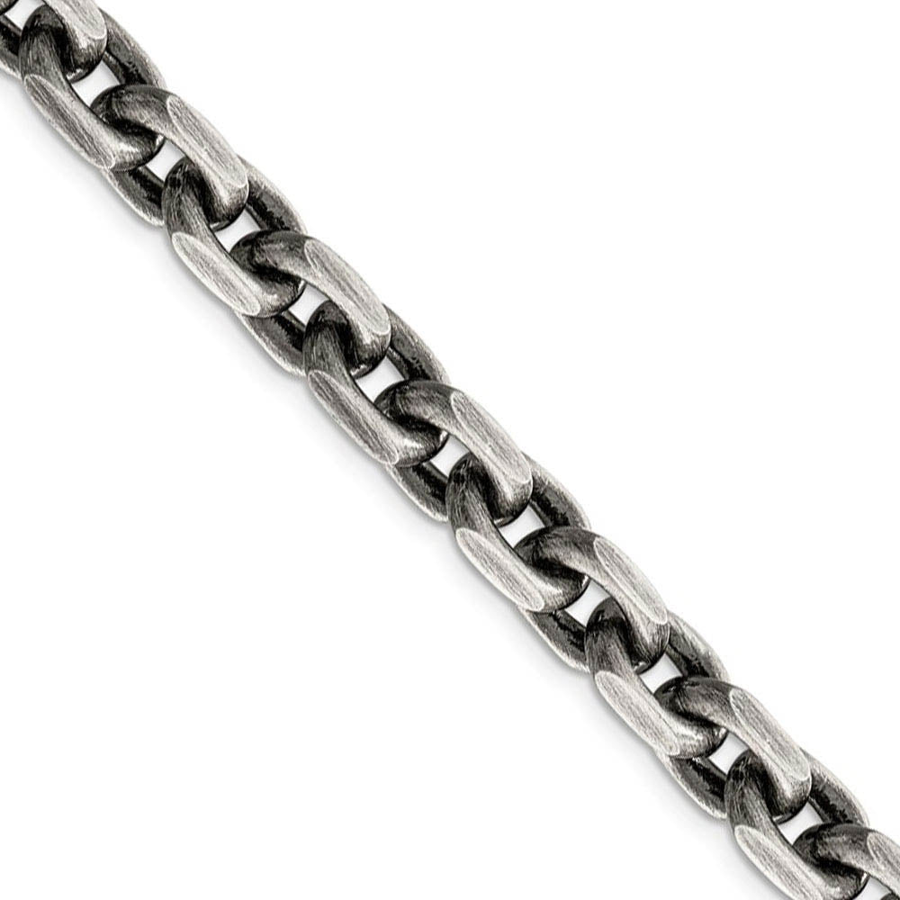 Men's 8.6mm, Sterling Silver Antiqued Cable Chain Necklace
