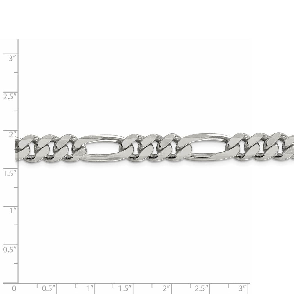 Alternate view of the Men's 9mm, Sterling Silver, Solid Figaro Chain Necklace by The Black Bow Jewelry Co.