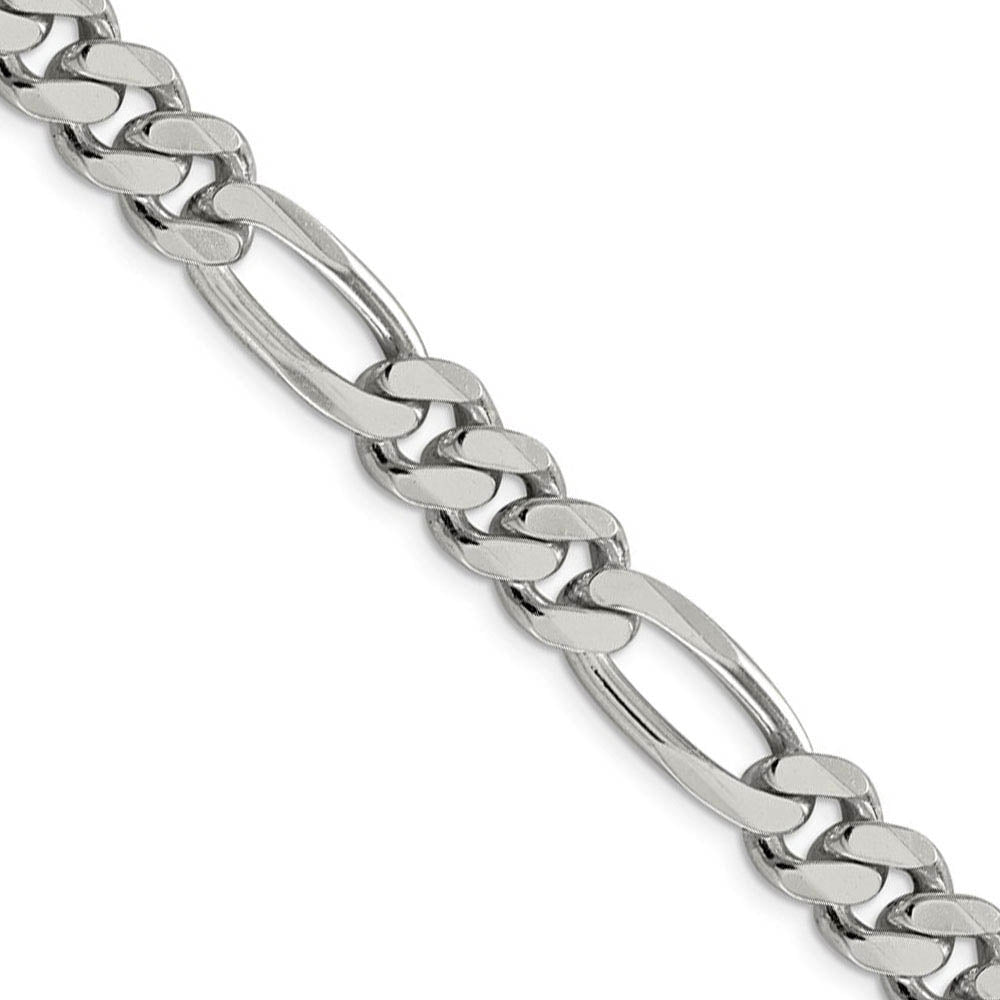 Men's 9mm, Sterling Silver, Solid Figaro Chain Necklace