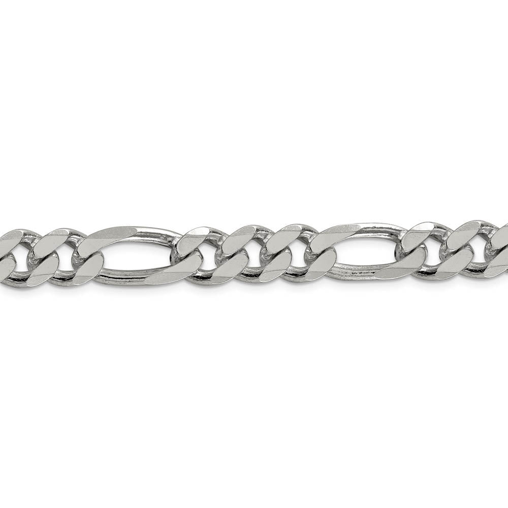 Alternate view of the Men's 10.75mm, Sterling Silver, Solid Figaro Chain Bracelet by The Black Bow Jewelry Co.