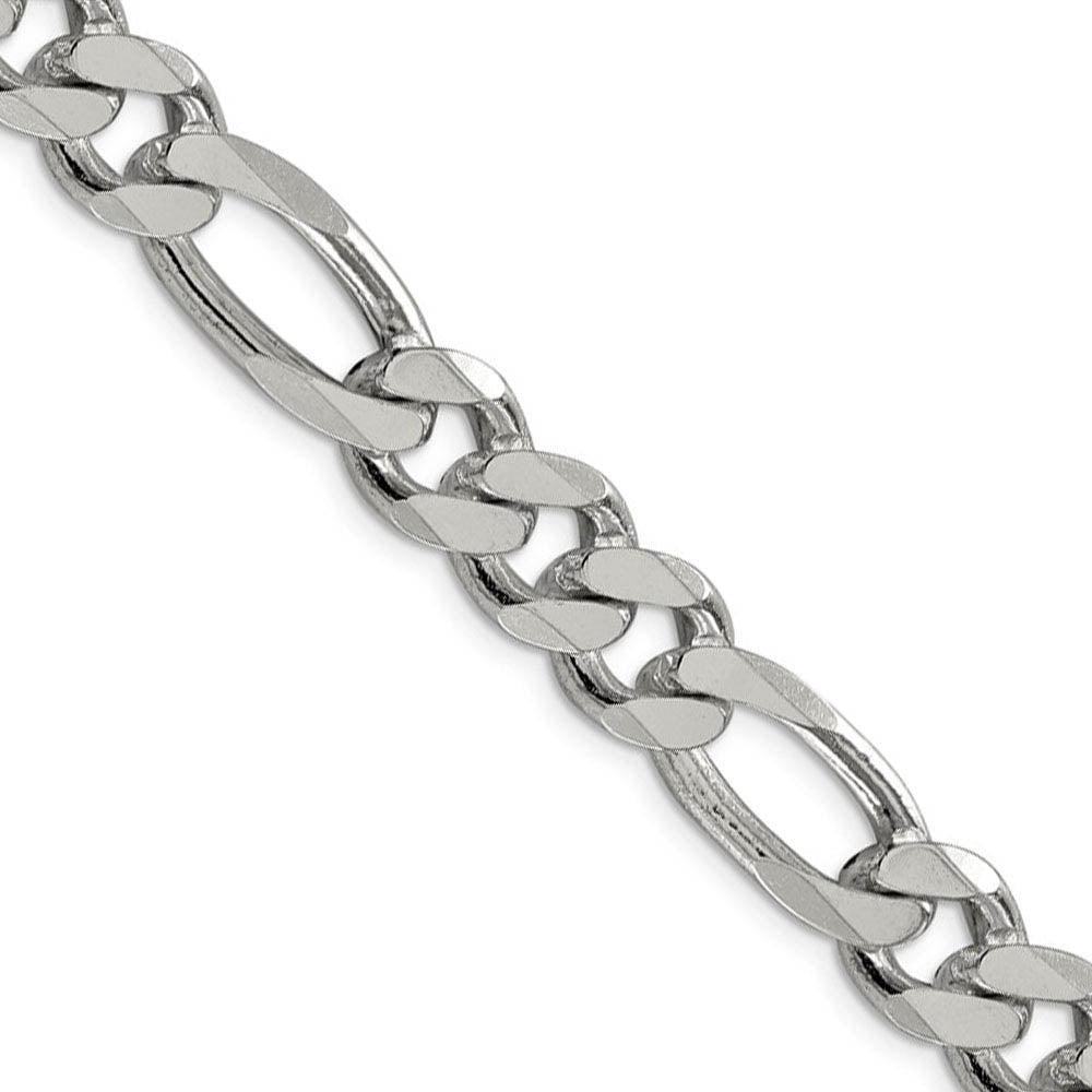 Men's 10.75mm, Sterling Silver, Solid Figaro Chain Necklace, Item C8740 by The Black Bow Jewelry Co.