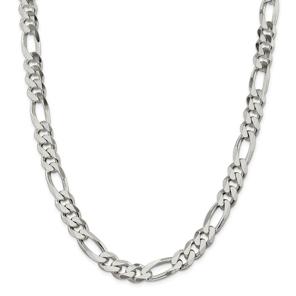 Alternate view of the Men's 10.75mm, Sterling Silver, Solid Figaro Chain Necklace by The Black Bow Jewelry Co.
