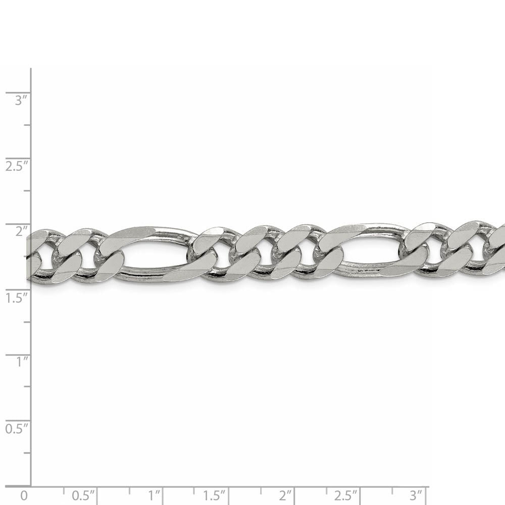 Alternate view of the Men's 10.75mm, Sterling Silver, Solid Figaro Chain Necklace by The Black Bow Jewelry Co.