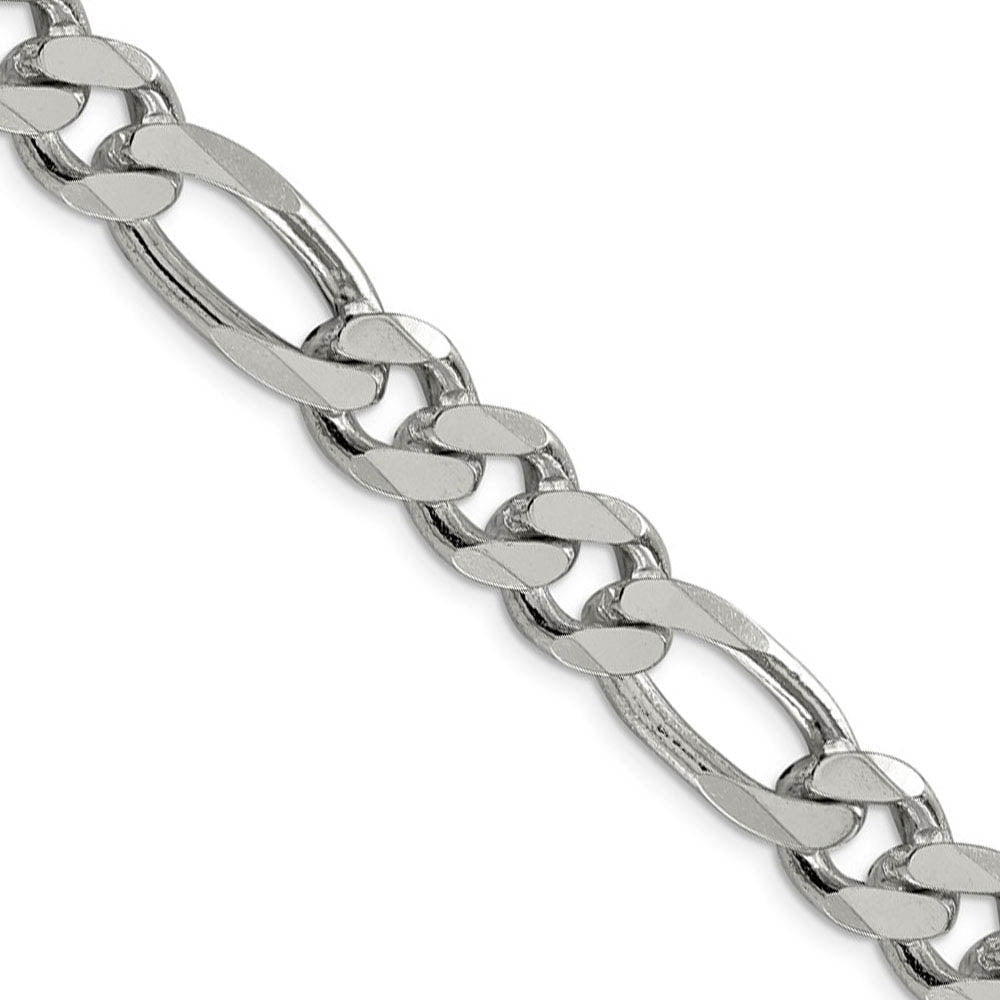 Men's 10.75mm, Sterling Silver, Solid Figaro Chain Necklace