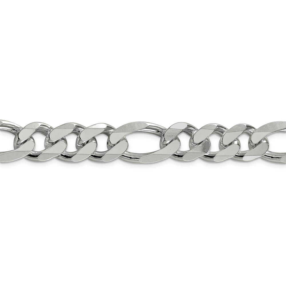 Alternate view of the Men's 13.5mm, Sterling Silver, Solid Figaro Chain Bracelet by The Black Bow Jewelry Co.