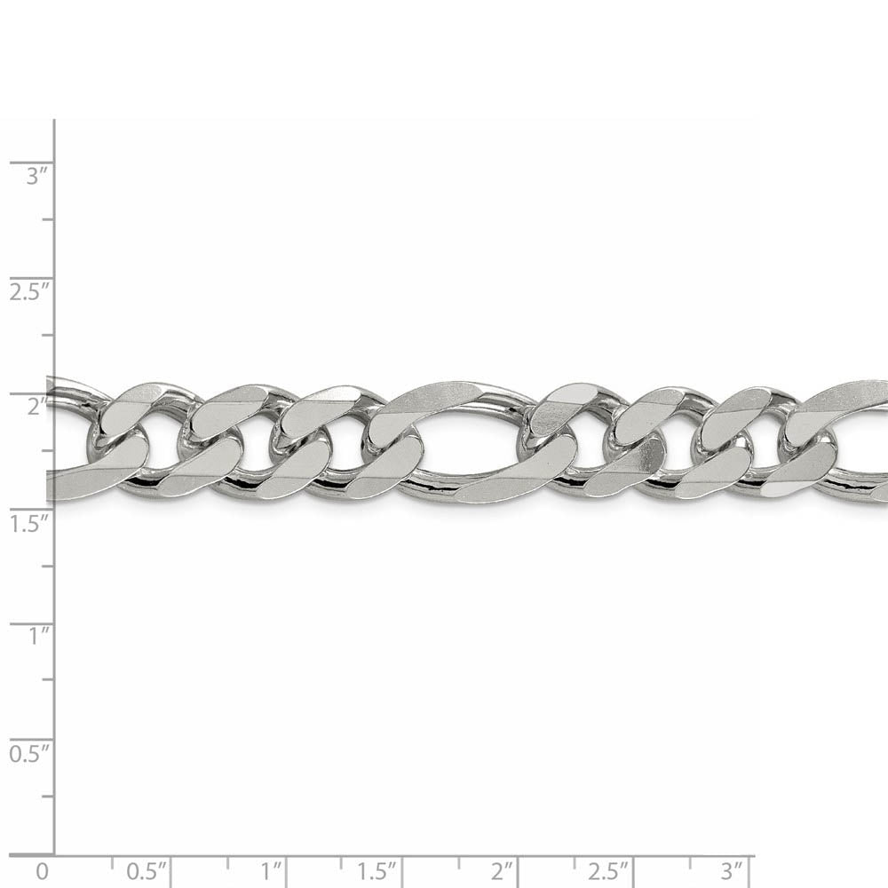 Alternate view of the Men's 13.5mm, Sterling Silver, Solid Figaro Chain Bracelet by The Black Bow Jewelry Co.