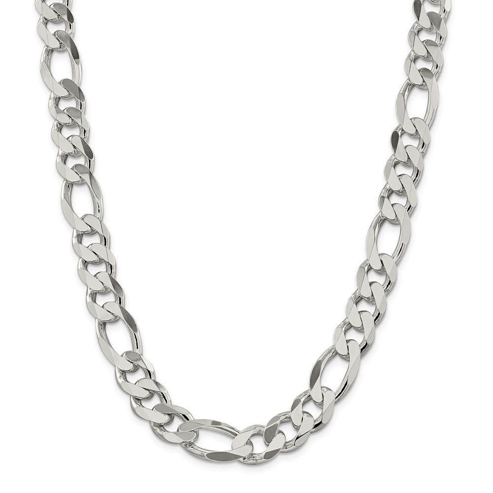 Alternate view of the Men's 13.5mm, Sterling Silver, Solid Figaro Chain Necklace by The Black Bow Jewelry Co.