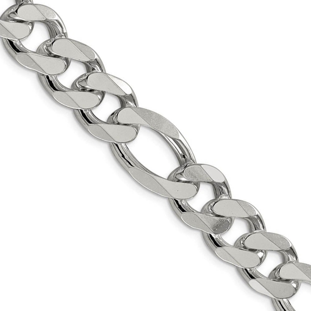 Men's 13.5mm, Sterling Silver, Solid Figaro Chain Necklace