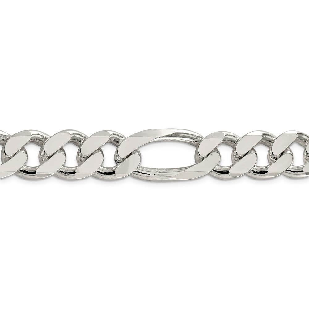 Alternate view of the Men's 15mm, Sterling Silver, Solid Figaro Chain Bracelet by The Black Bow Jewelry Co.