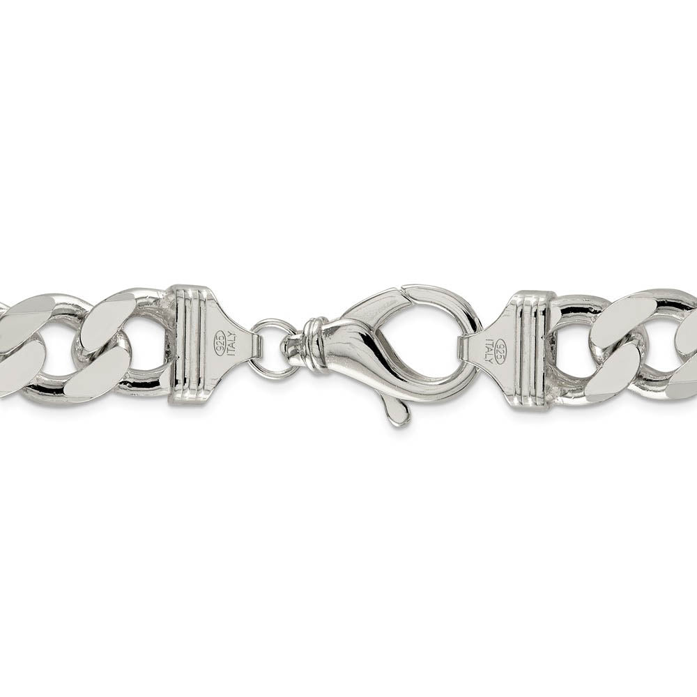 Alternate view of the Men's 15mm, Sterling Silver, Solid Figaro Chain Bracelet by The Black Bow Jewelry Co.