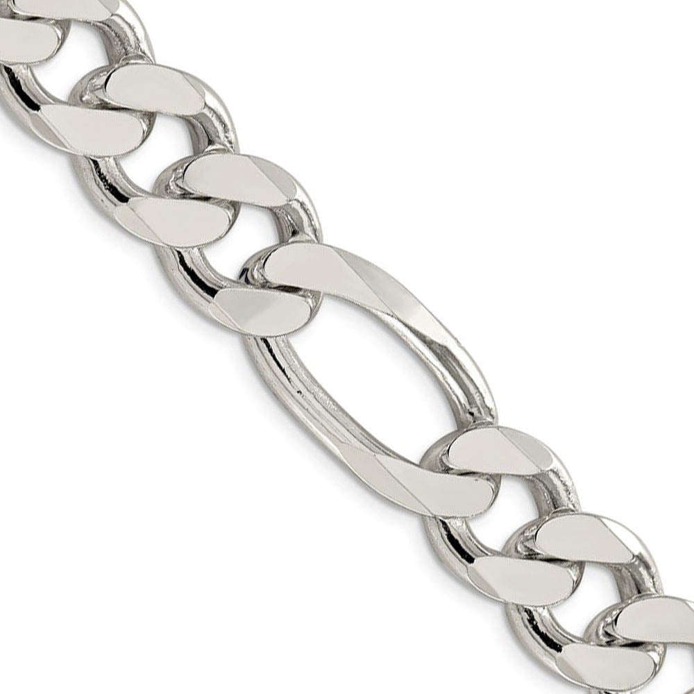 Men's 15mm, Sterling Silver, Solid Figaro Chain Necklace, Item C8742 by The Black Bow Jewelry Co.