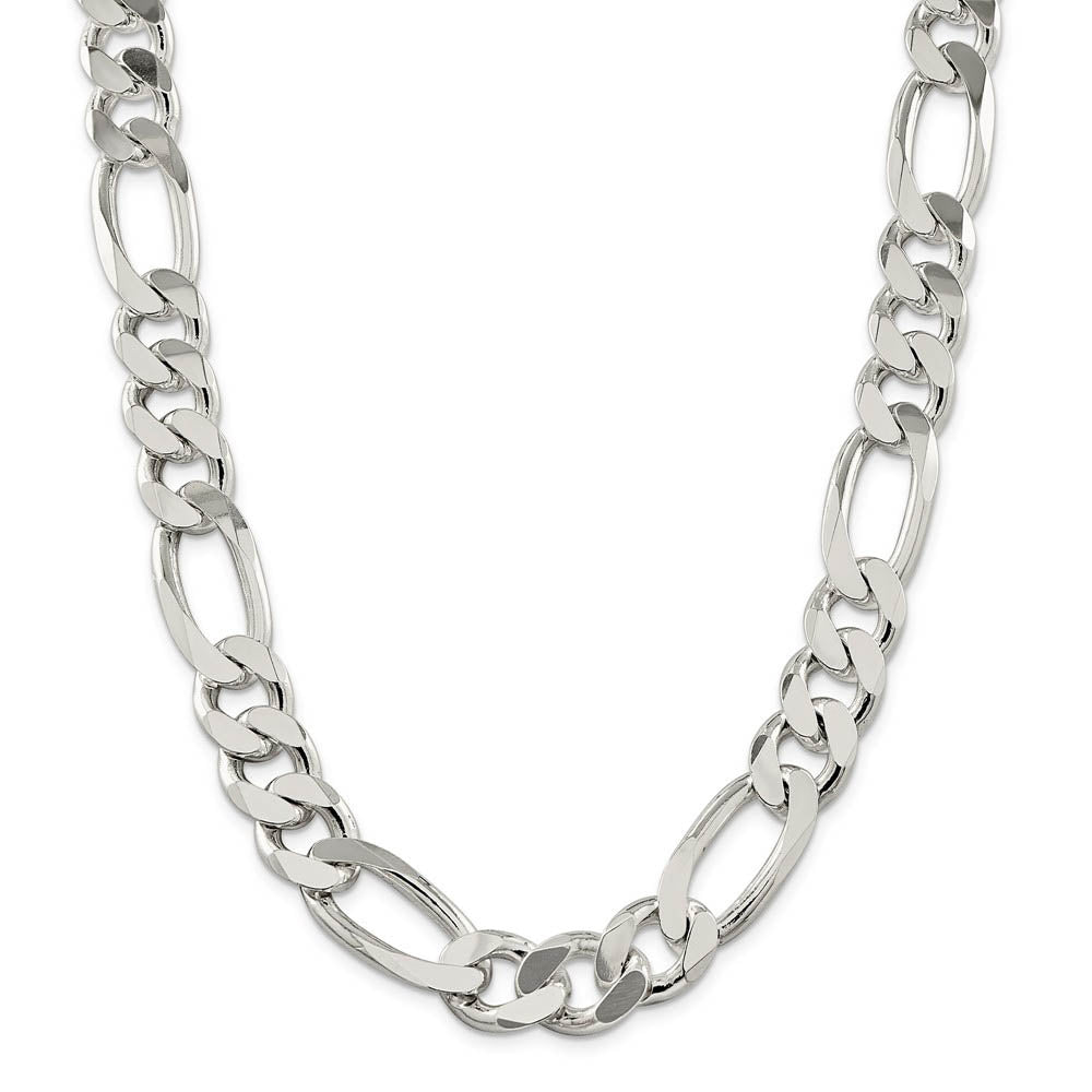 Alternate view of the Men's 15mm, Sterling Silver, Solid Figaro Chain Necklace by The Black Bow Jewelry Co.