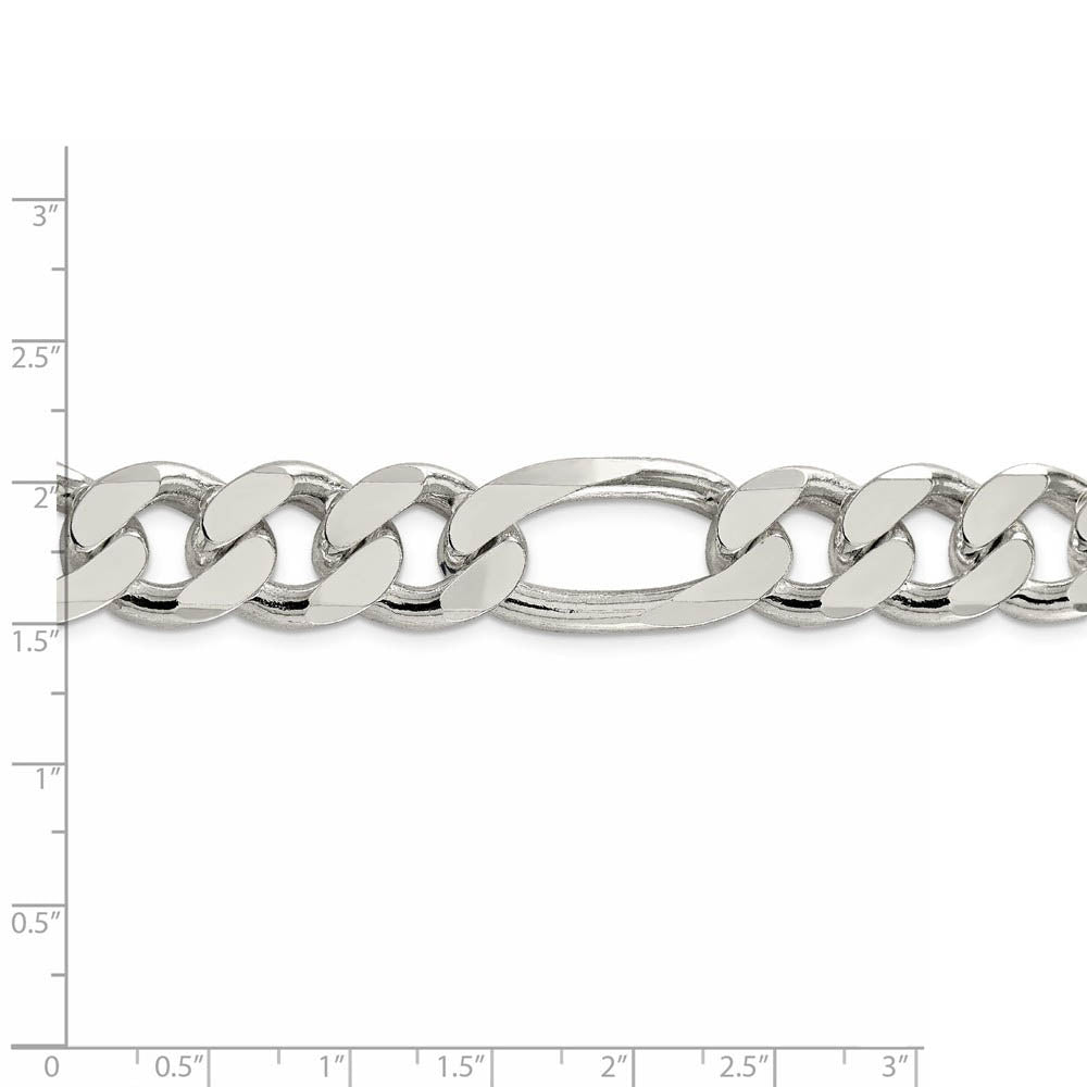 Alternate view of the Men's 15mm, Sterling Silver, Solid Figaro Chain Necklace by The Black Bow Jewelry Co.