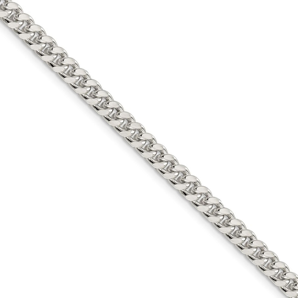 5mm Sterling Silver Solid D/C Domed Curb Chain Necklace - Black