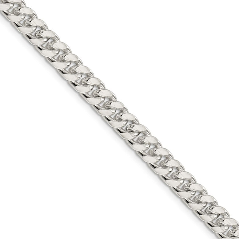 Men&#39;s 7mm, Sterling Silver Solid D/C Domed Curb Chain Necklace