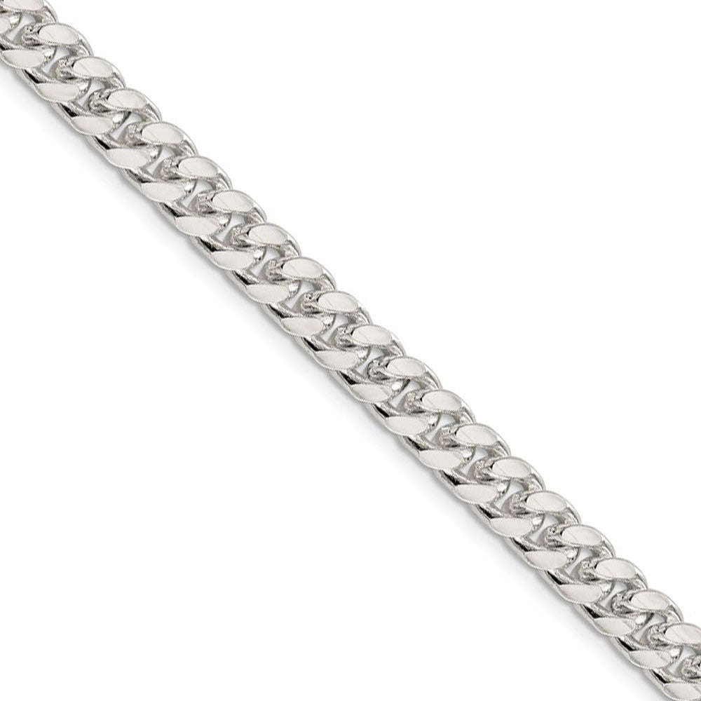 Men&#39;s 7mm, Sterling Silver Solid D/C Domed Curb Chain Necklace