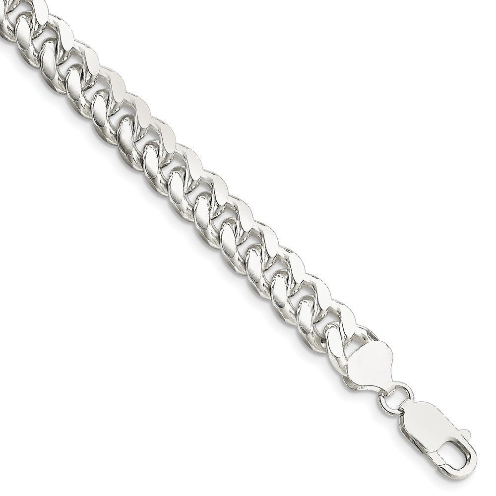 Men&#39;s 8.5mm Sterling Silver Solid D/C Domed Curb Chain Bracelet