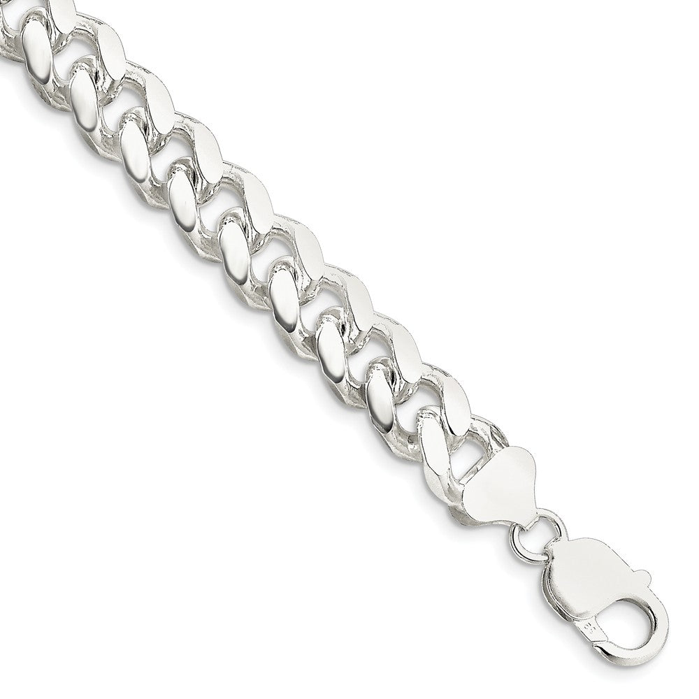 Men's 10.5mm Sterling Silver Solid D/C Domed Curb Chain Bracelet, Item C8746-B by The Black Bow Jewelry Co.