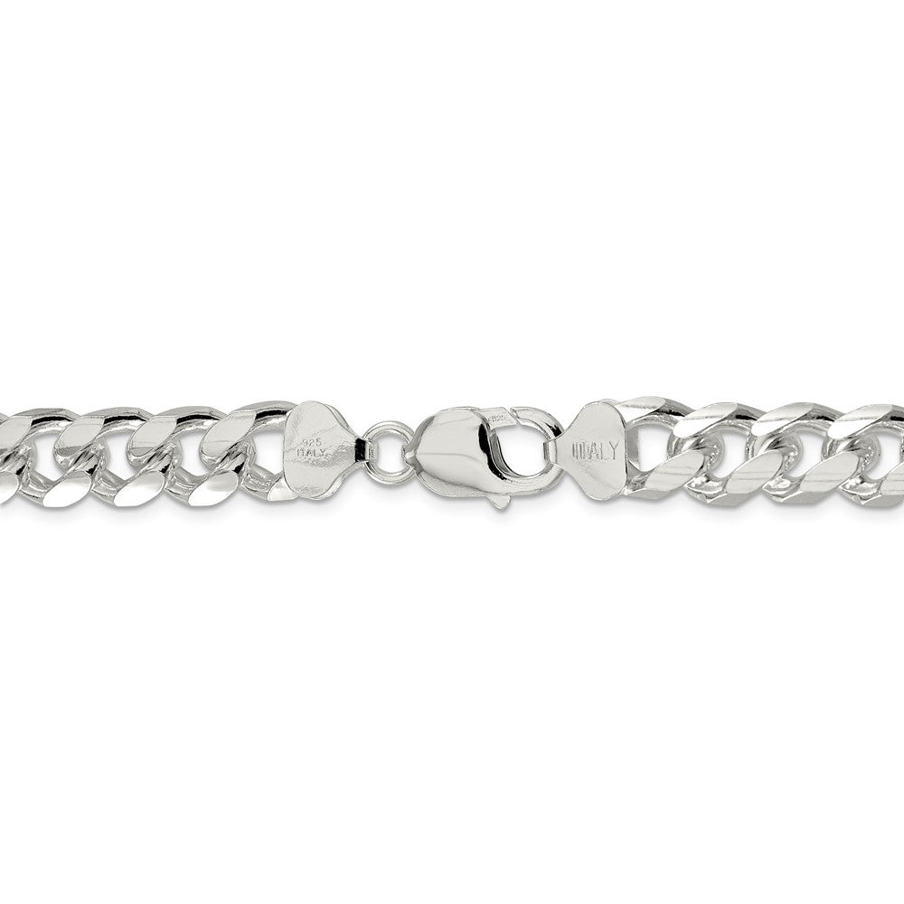 Alternate view of the Men&#39;s 10.5mm Sterling Silver Solid D/C Domed Curb Chain Bracelet by The Black Bow Jewelry Co.