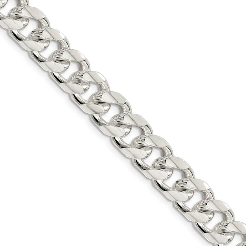 Men's 10.5mm Sterling Silver Solid D/C Domed Curb Chain Necklace, Item C8746 by The Black Bow Jewelry Co.