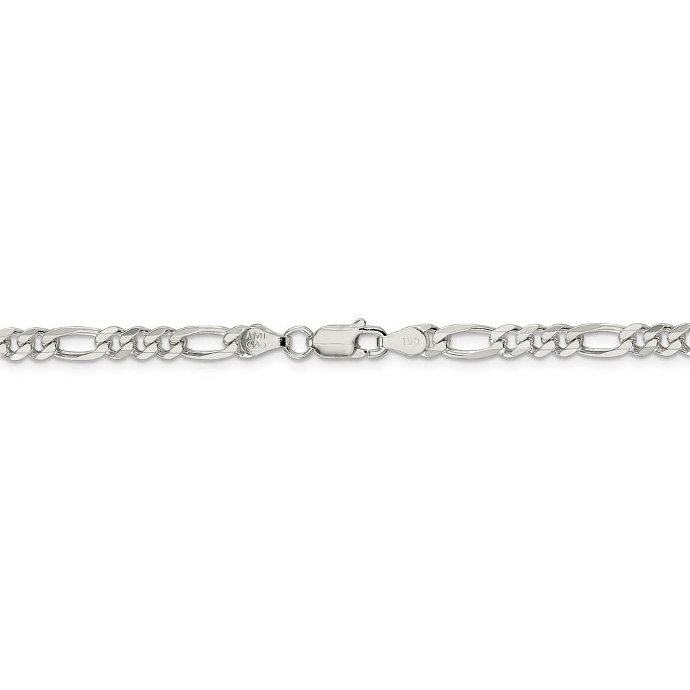 Alternate view of the 4.75mm, Sterling Silver, Pave Flat Figaro Chain Necklace by The Black Bow Jewelry Co.