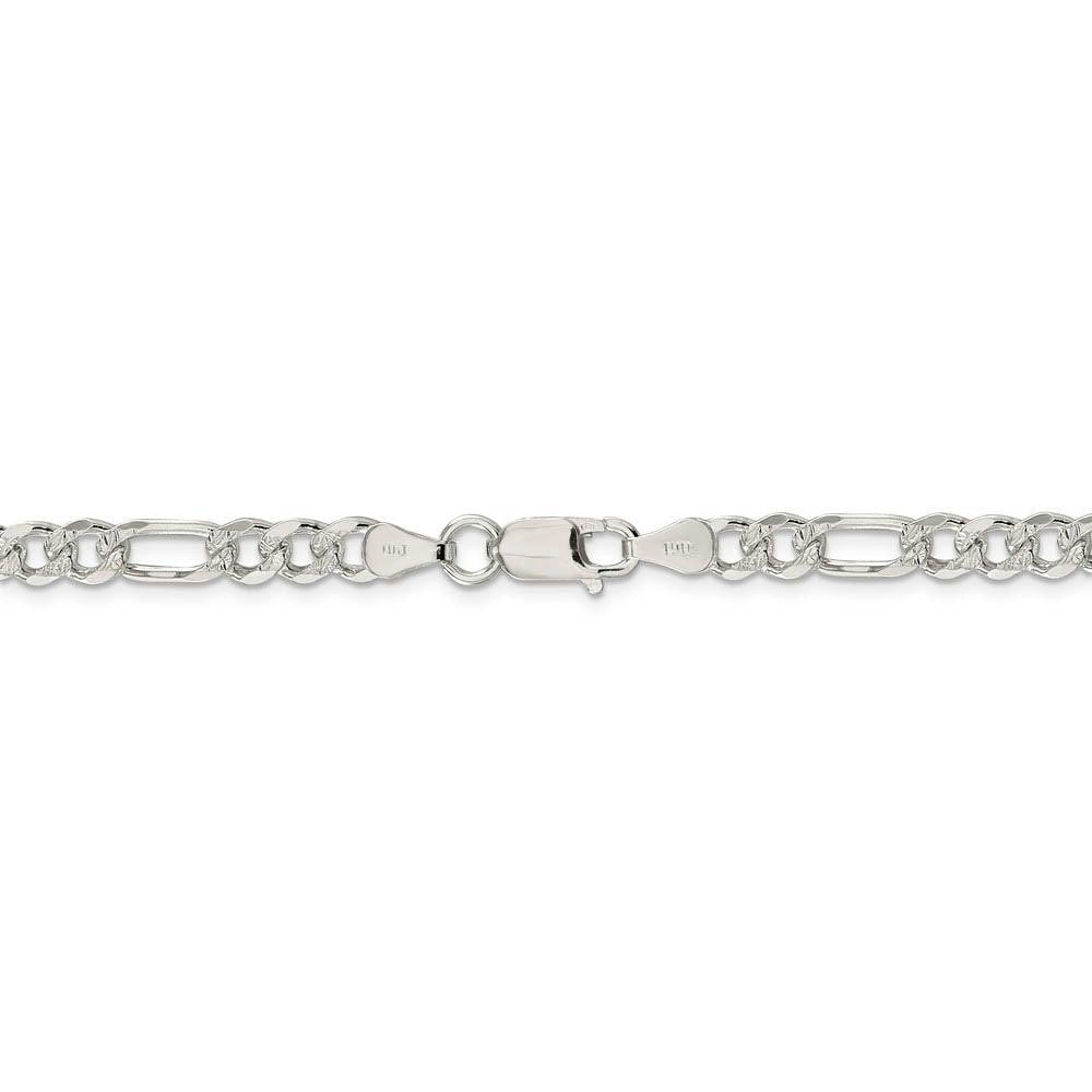 Alternate view of the 5.5mm, Sterling Silver, Pave Flat Figaro Chain Necklace by The Black Bow Jewelry Co.