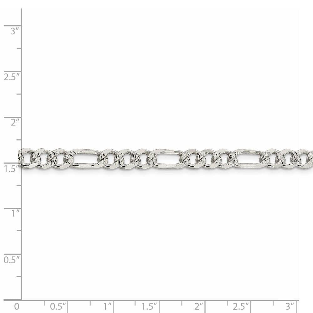 Alternate view of the 5.5mm, Sterling Silver, Pave Flat Figaro Chain Necklace by The Black Bow Jewelry Co.