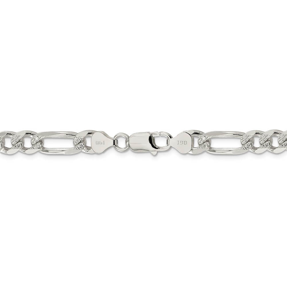 Alternate view of the Men's 8mm, Sterling Silver Pave Flat Figaro Chain Necklace by The Black Bow Jewelry Co.