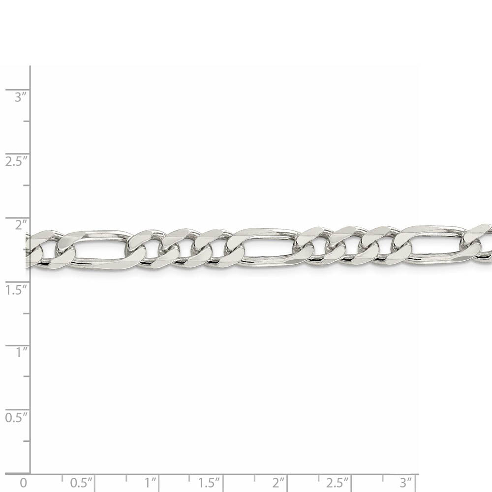 Alternate view of the Men's 8mm, Sterling Silver Pave Flat Figaro Chain Necklace by The Black Bow Jewelry Co.