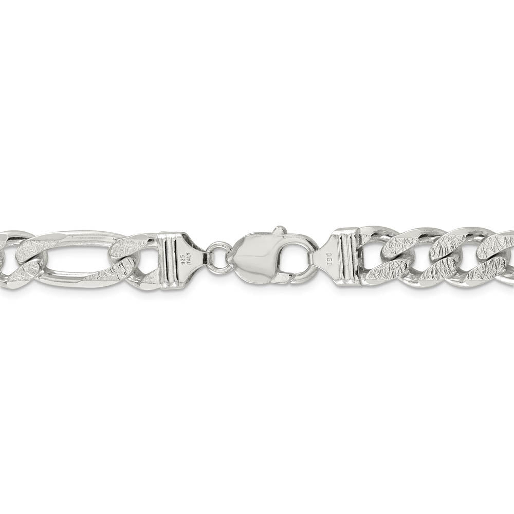 Alternate view of the Men's 10.5mm, Sterling Silver Pave Flat Figaro Chain Necklace by The Black Bow Jewelry Co.