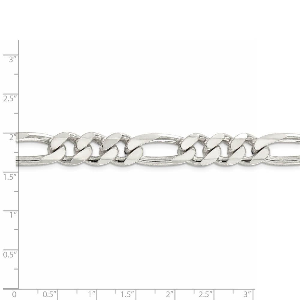 Alternate view of the Men's 10.5mm, Sterling Silver Pave Flat Figaro Chain Necklace by The Black Bow Jewelry Co.